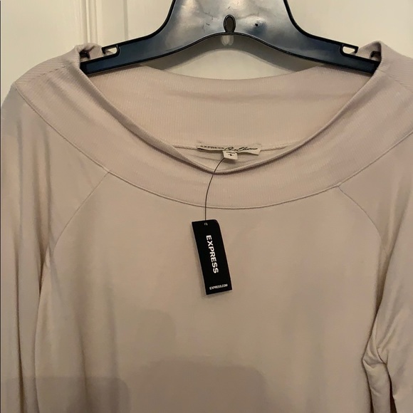 NEW Tan off-the-shoulder Express sweater - Picture 3 of 3
